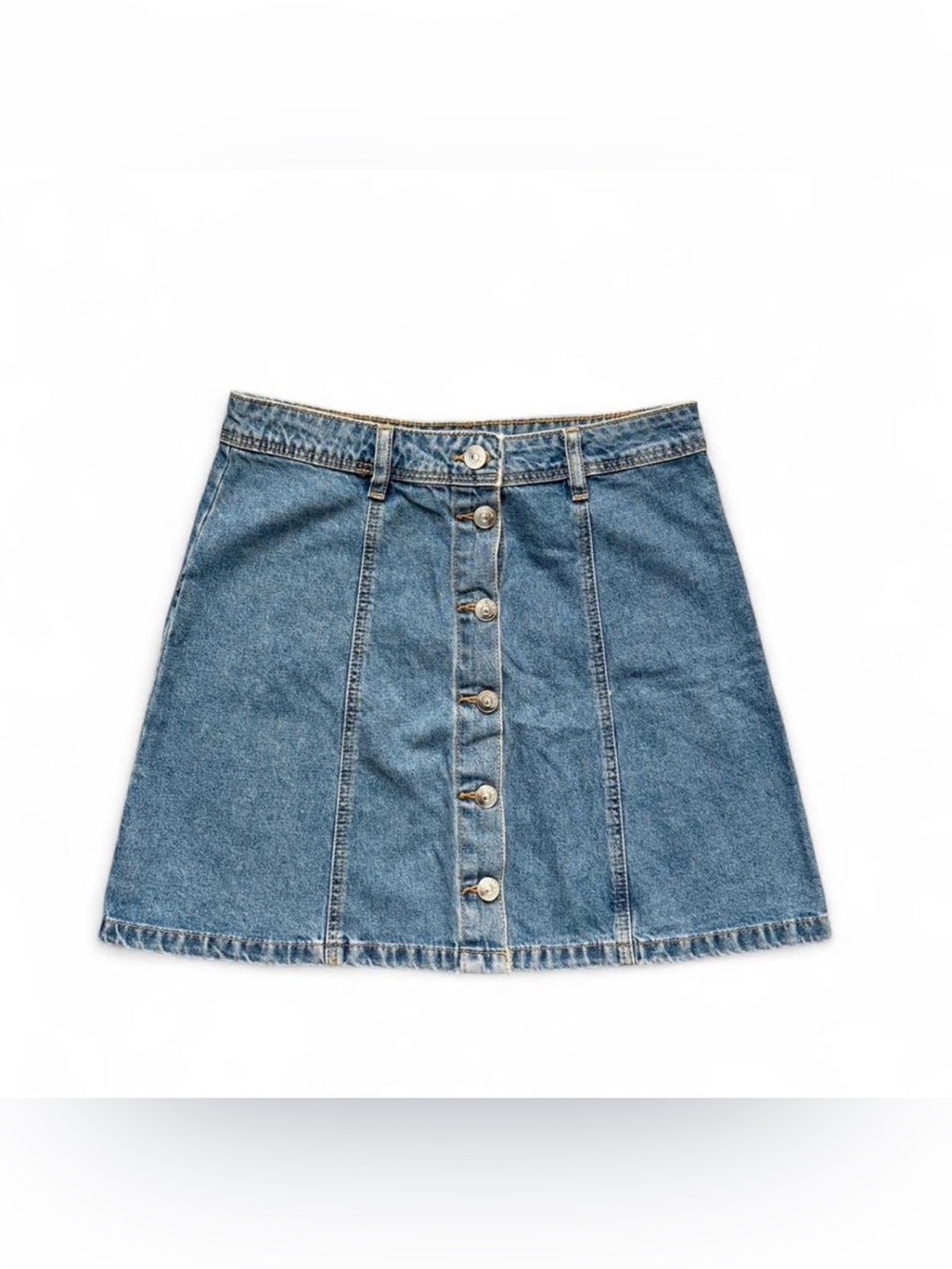 H&M Blue Denim Button-Front A-Line Skirt